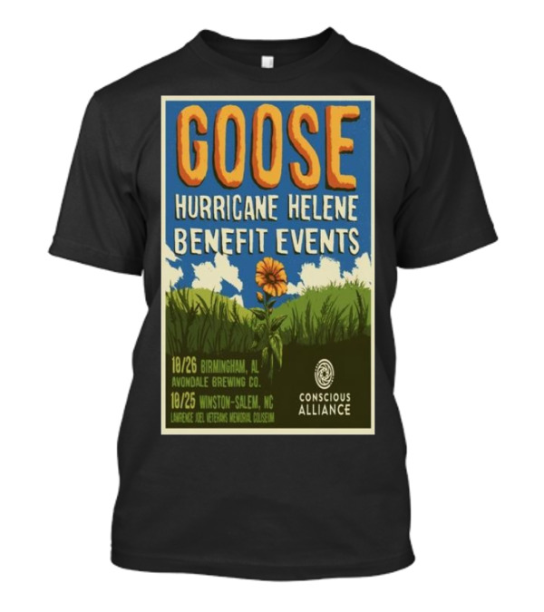 GOOSE Hurricane Helene Benefit Events October 26 2024 Birmingham AL Avondale Brewing Co T-Shirt