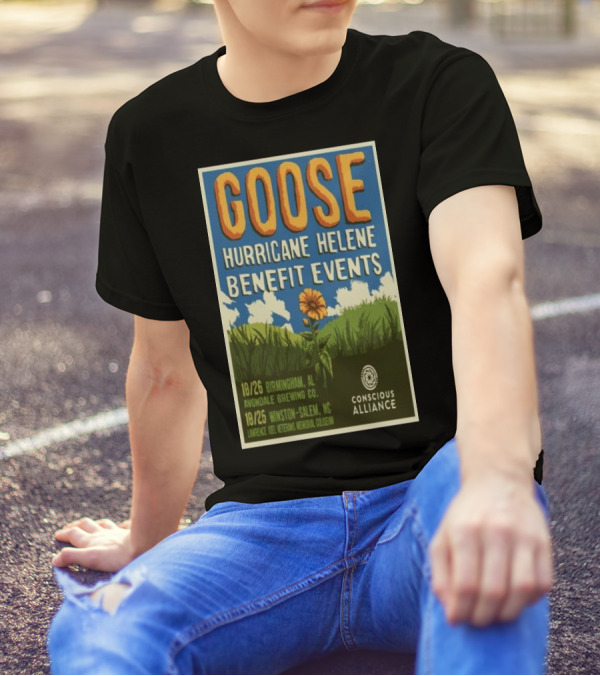 GOOSE Hurricane Helene Benefit Events October 26 2024 Birmingham AL Avondale Brewing Co T-Shirt