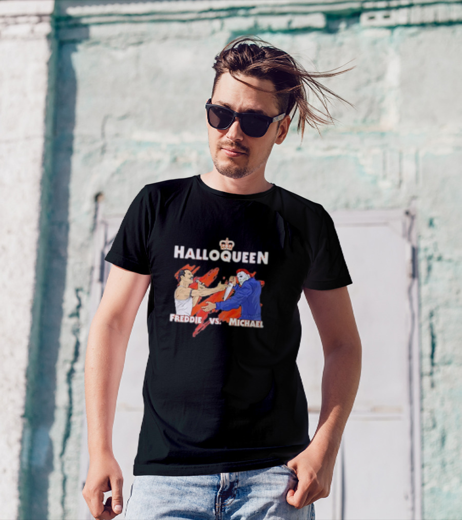 HallowQueen Freddie Vs. Michael Halloween Mashup T-Shirt