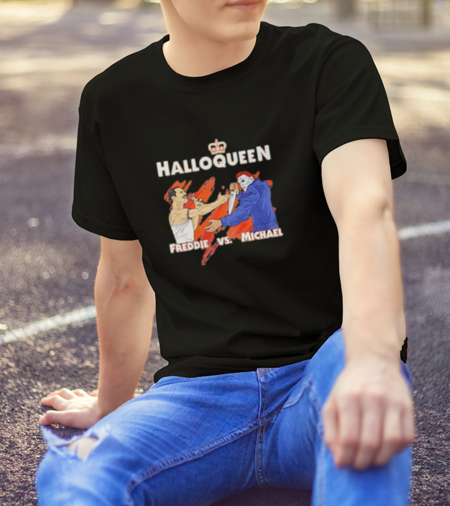 HallowQueen Freddie Vs. Michael Halloween Mashup T-Shirt