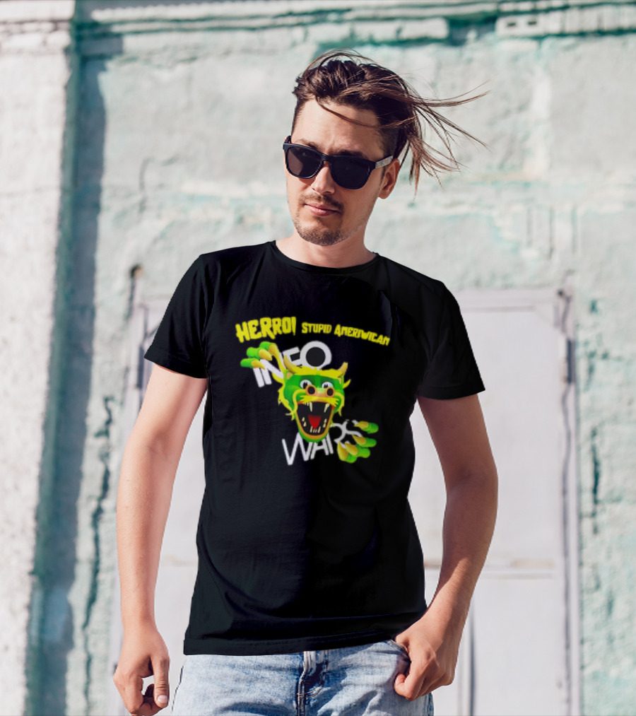 HERROI Stupid American INFO WARS Dragon Face T-Shirt