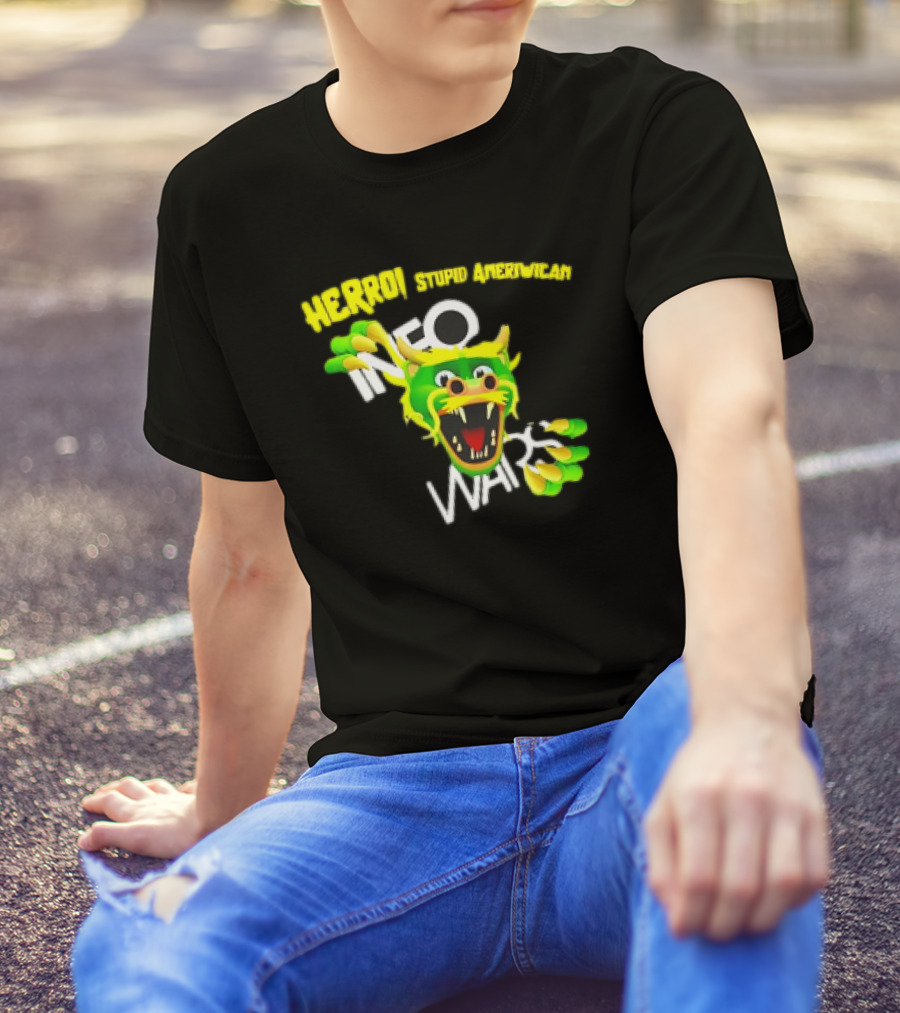 HERROI Stupid American INFO WARS Dragon Face T-Shirt
