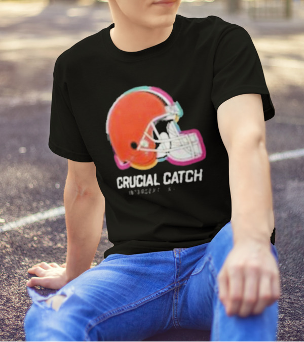 Browns Crucial Catch Intercept Cancer 2024 Football Helmet T-Shirt