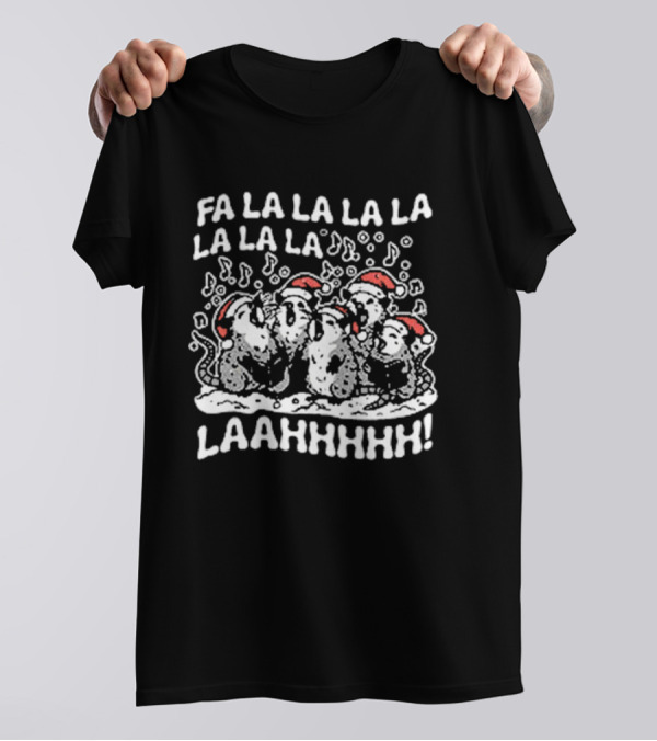 Fa La La La La La La La Laahhhhh Christmas Caroling Opossums T-Shirt