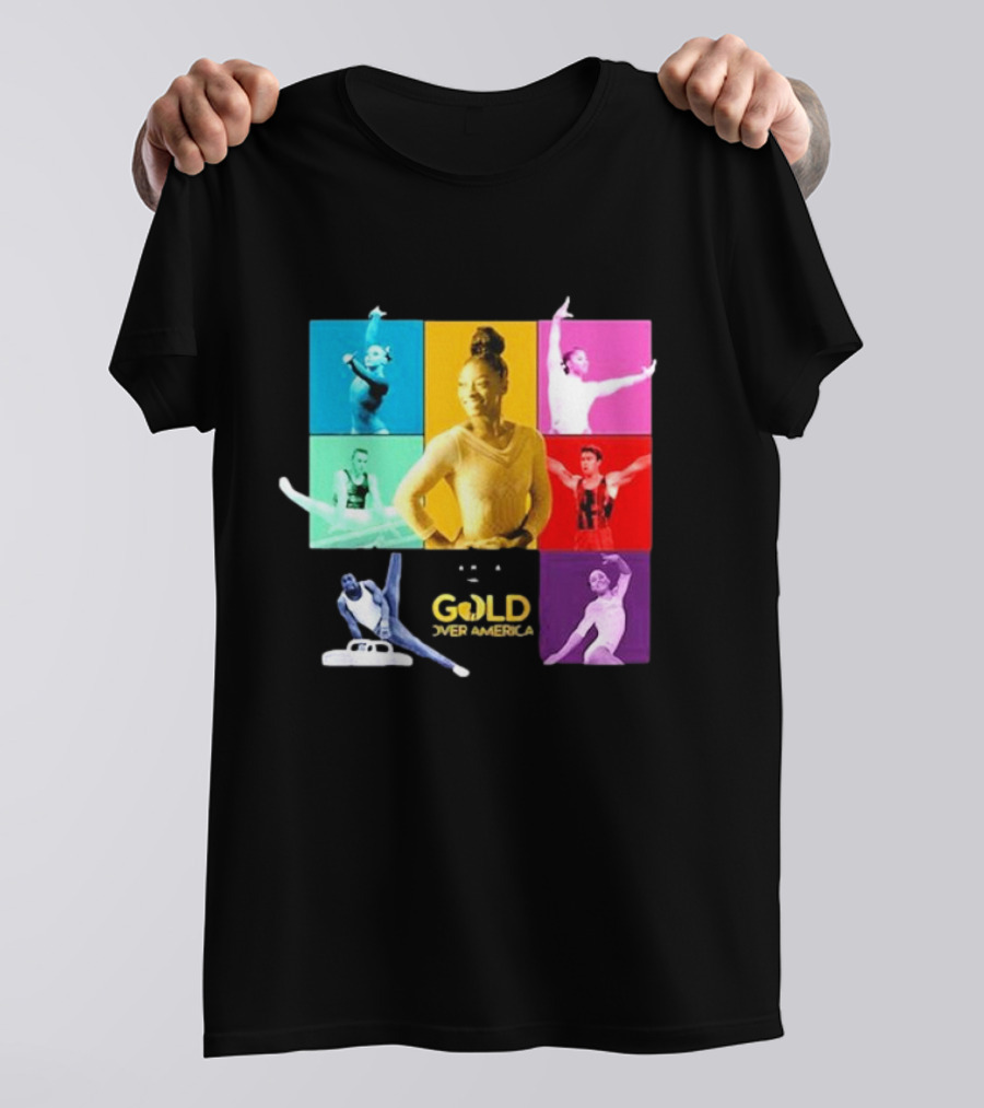 Gold Over America 2024 Tour Featuring Iconic Gymnastics Performers T-Shirt
