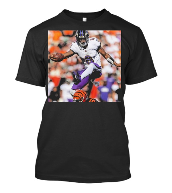 Lamar Jackson Baltimore Ravens NFL Week 5 Action Leap T-Shirt