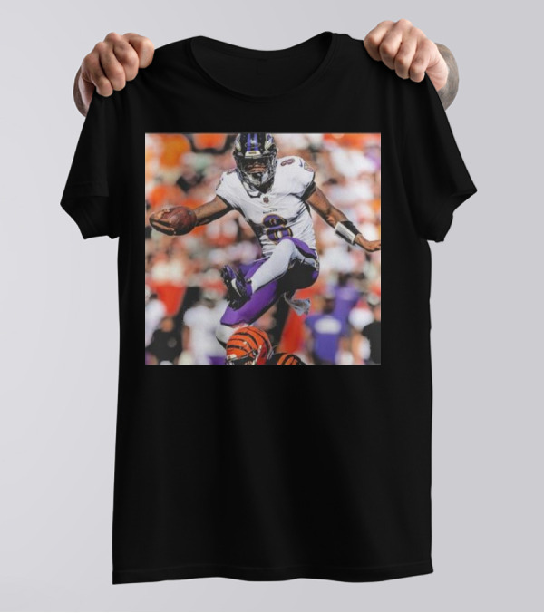 Lamar Jackson Baltimore Ravens NFL Week 5 Action Leap T-Shirt