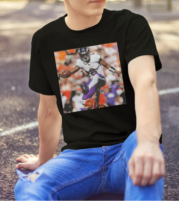 Lamar Jackson Baltimore Ravens NFL Week 5 Action Leap T-Shirt