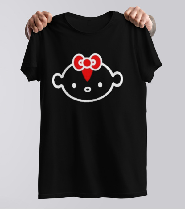 Lil Darkie Hello Darkie Red Bow Cartoon Face T-Shirt