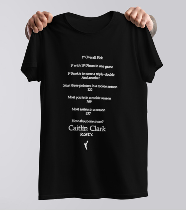 Caitlin Clark Indiana Fever 2024 WNBA Rookie Of The Year 1st Overall Pick Triple-Double Record Rookie Season Points And Assists T-Shirt