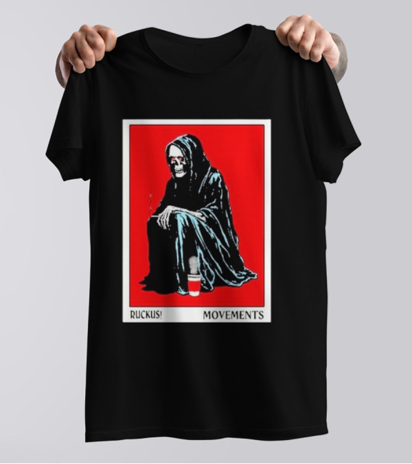 Ruckus Reaper Movements Grim Skeleton On Red T-Shirt
