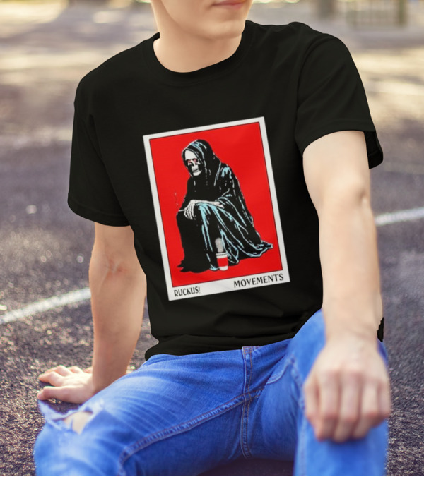 Ruckus Reaper Movements Grim Skeleton On Red T-Shirt