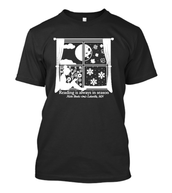Niche Books Lakeville MN Reading Is Always In Season Four Seasons Window T-Shirt