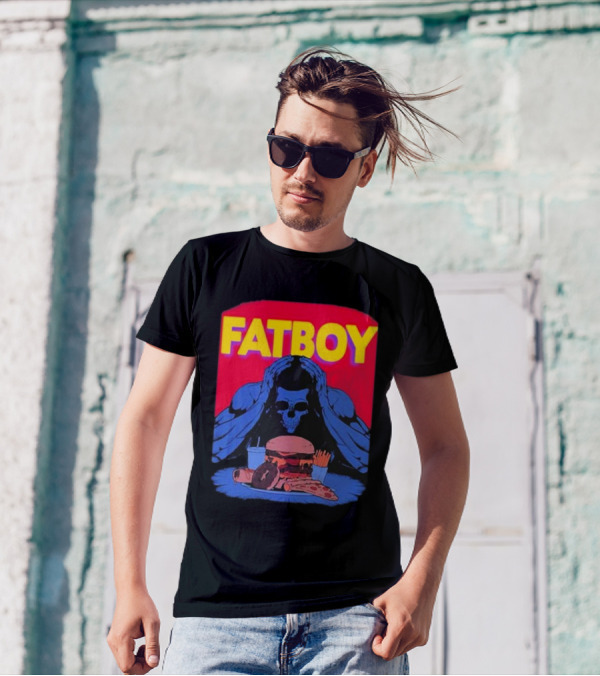 Raskolapparel Fatboy Skull Blue Figure With Fast Food T-Shirt