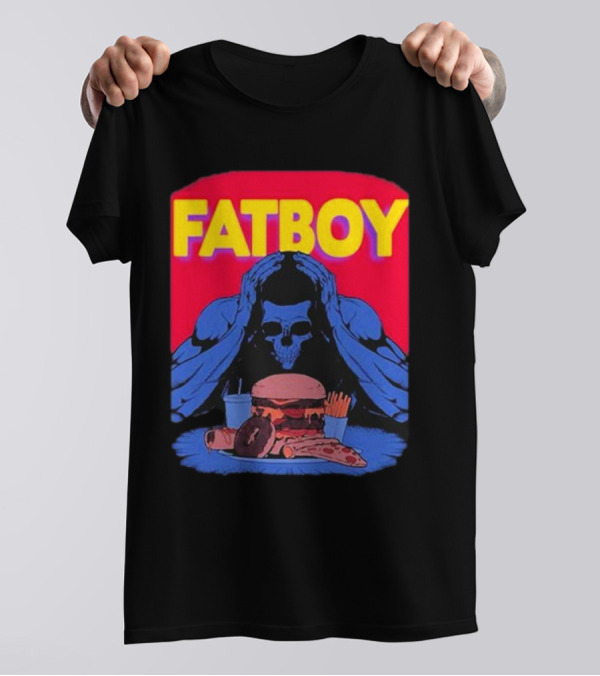 Raskolapparel Fatboy Skull Blue Figure With Fast Food T-Shirt
