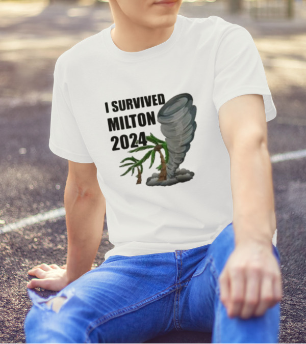 I Survived Milton 2024 Florida Hurricane With Palm Trees And Tornado T-Shirt