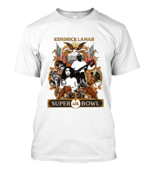 Kendrick Lamar Super Bowl LIX American Iconography Collage T-Shirt