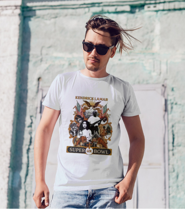 Kendrick Lamar Super Bowl LIX American Iconography Collage T-Shirt