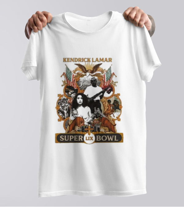 Kendrick Lamar Super Bowl LIX American Iconography Collage T-Shirt