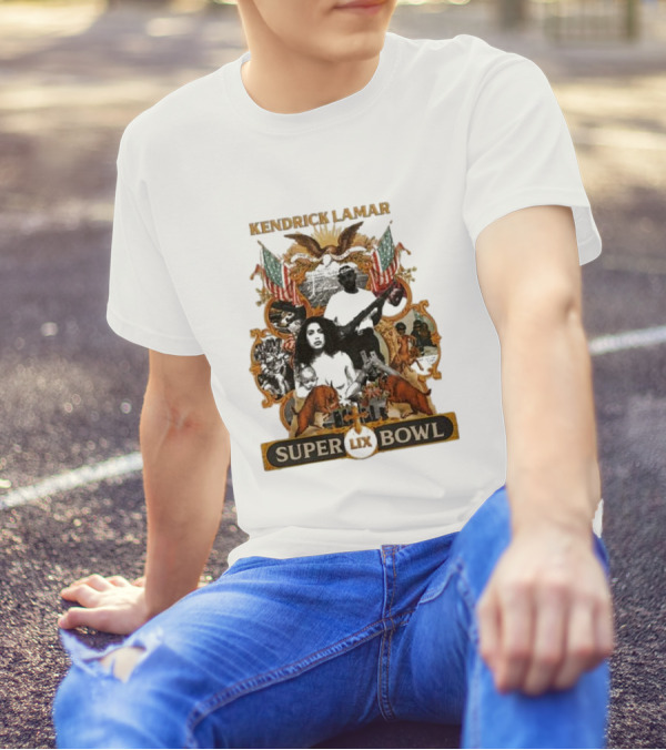 Kendrick Lamar Super Bowl LIX American Iconography Collage T-Shirt