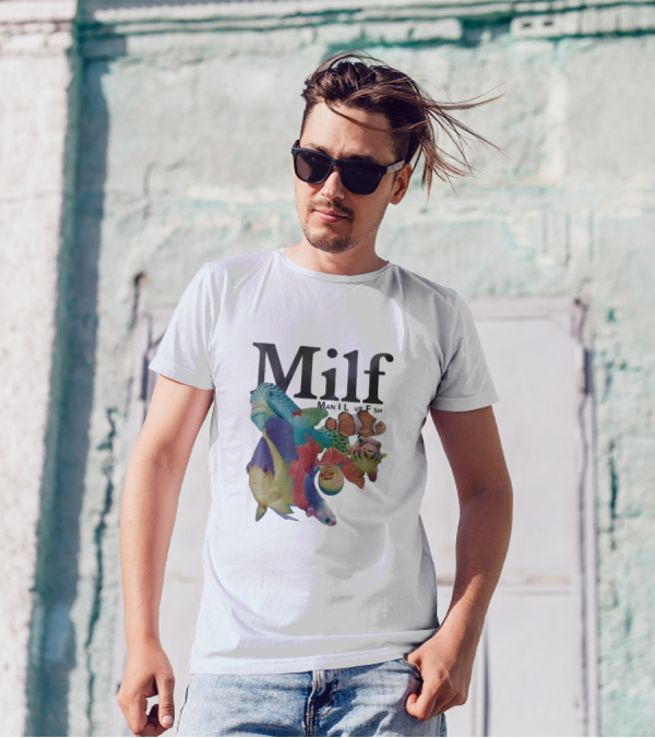 Milf Man I Love Fish Colorful Fish Collage T-Shirt