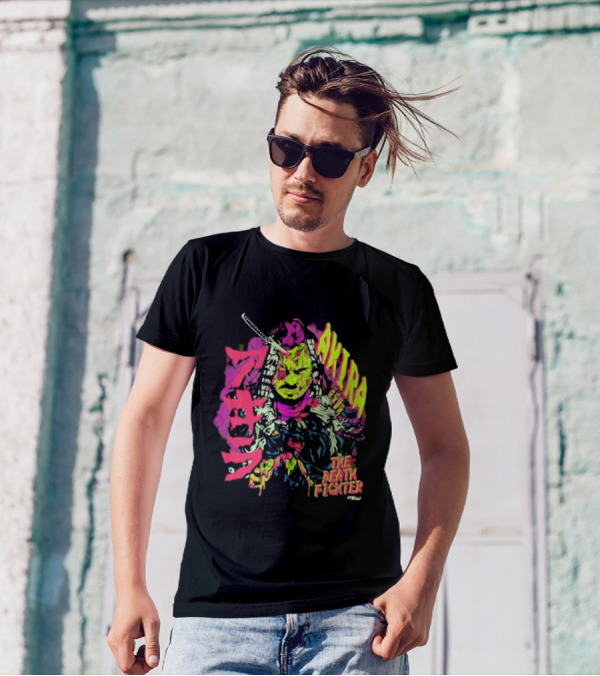 Akira Zombie Samurai Death Fighter In Neon Colors T-Shirt