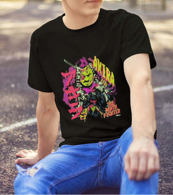 Akira Zombie Samurai Death Fighter In Neon Colors T-Shirt