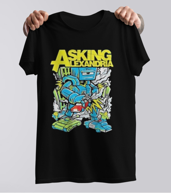 Asking Alexandria Killer Robot Blue And Green Electric Mech T-Shirt