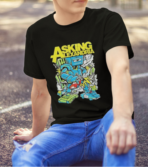 Asking Alexandria Killer Robot Blue And Green Electric Mech T-Shirt