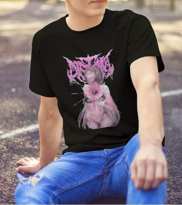 Distant Pink Anime Character With Heart Tattoo T-Shirt