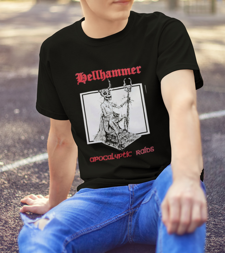 Hellhammer Apocalyptic Raids Horned Figure With Runes T-Shirt