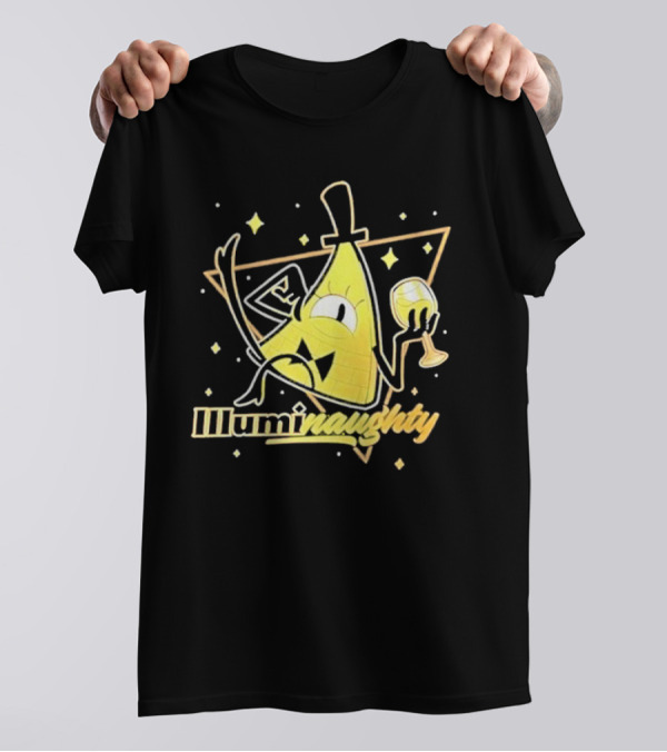 Illuminati Illuminaughty Triangle Cartoon With Wine Glass T-Shirt