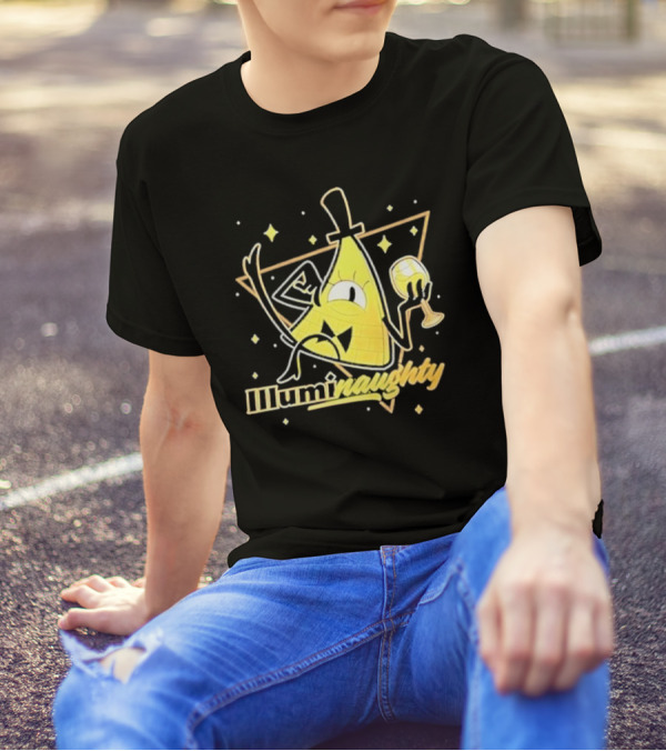 Illuminati Illuminaughty Triangle Cartoon With Wine Glass T-Shirt