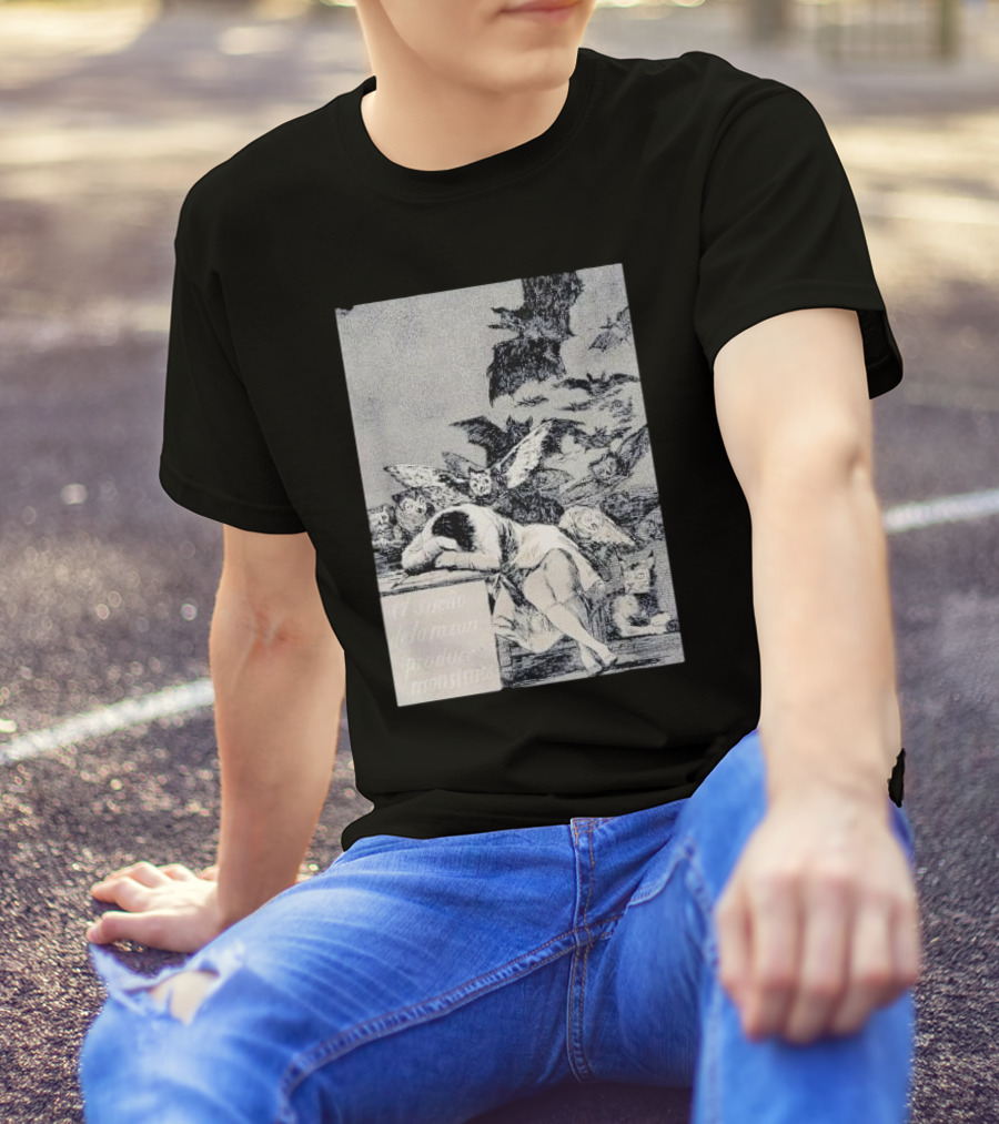Francisco Goya The Sleep Of Reason Produces Monsters Artwork Scene With Bats And Owls T-Shirt