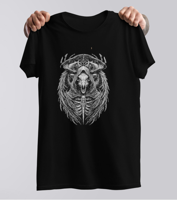Orbit Culture 2024 Descending Into Madness Skull And Antlers T-Shirt