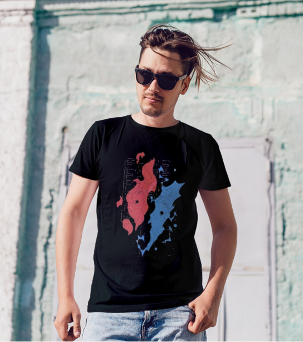 Ten-o.gg Guilty Gear Sol Vs Ky Red And Blue Abstract Faces T-Shirt