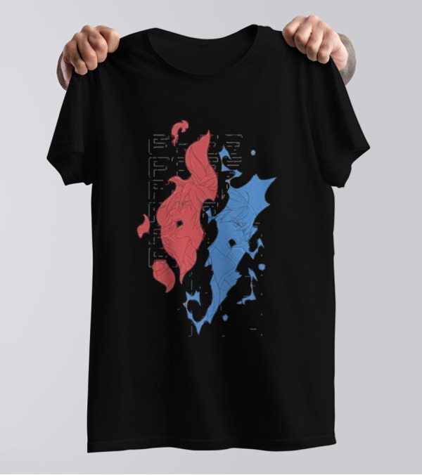 Ten-o.gg Guilty Gear Sol Vs Ky Red And Blue Abstract Faces T-Shirt