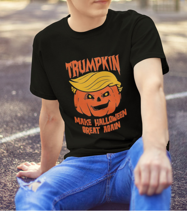 Trumpkin Make Halloween Great Again Pumpkin Head With Blonde Hair T-Shirt