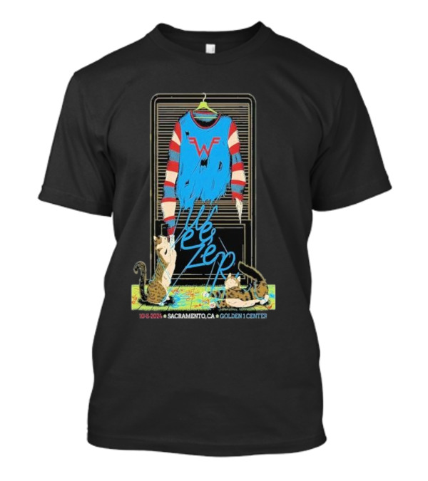 Weezer Sacramento October 8 2024 Golden 1 Center Cats T-Shirt