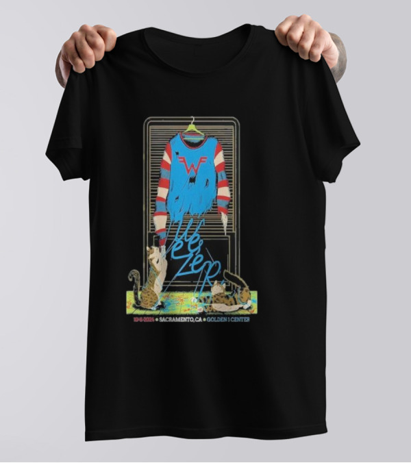 Weezer Sacramento October 8 2024 Golden 1 Center Cats T-Shirt
