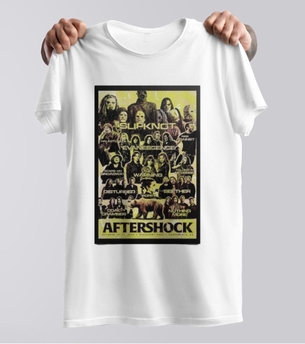 Aftershock October 10-13 2024 Tour Sacramento CA Featuring Slipknot Evanescence Disturbed Seether Halestorm T-Shirt