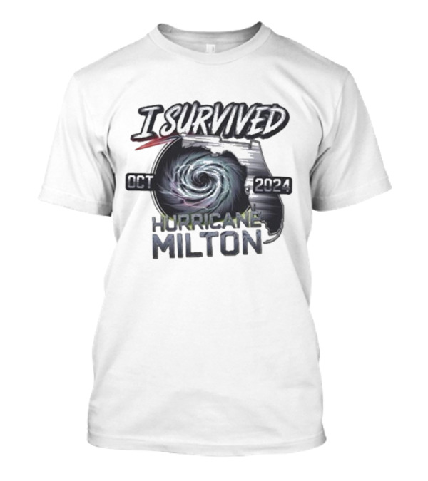 I Survived Hurricane Milton October 2024 Storm Swirl And State Shape T-Shirt