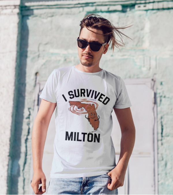 I Survived Milton Florida Super Storm Swirling Cartoon Map T-Shirt