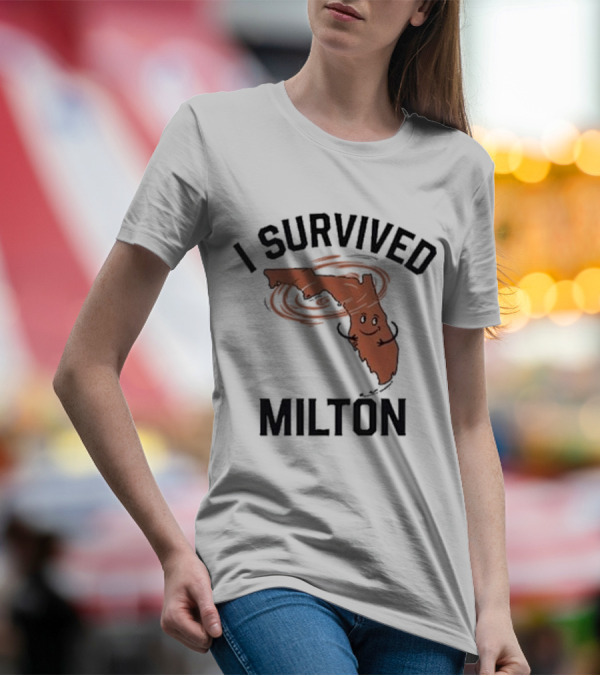 I Survived Milton Florida Super Storm Swirling Cartoon Map T-Shirt