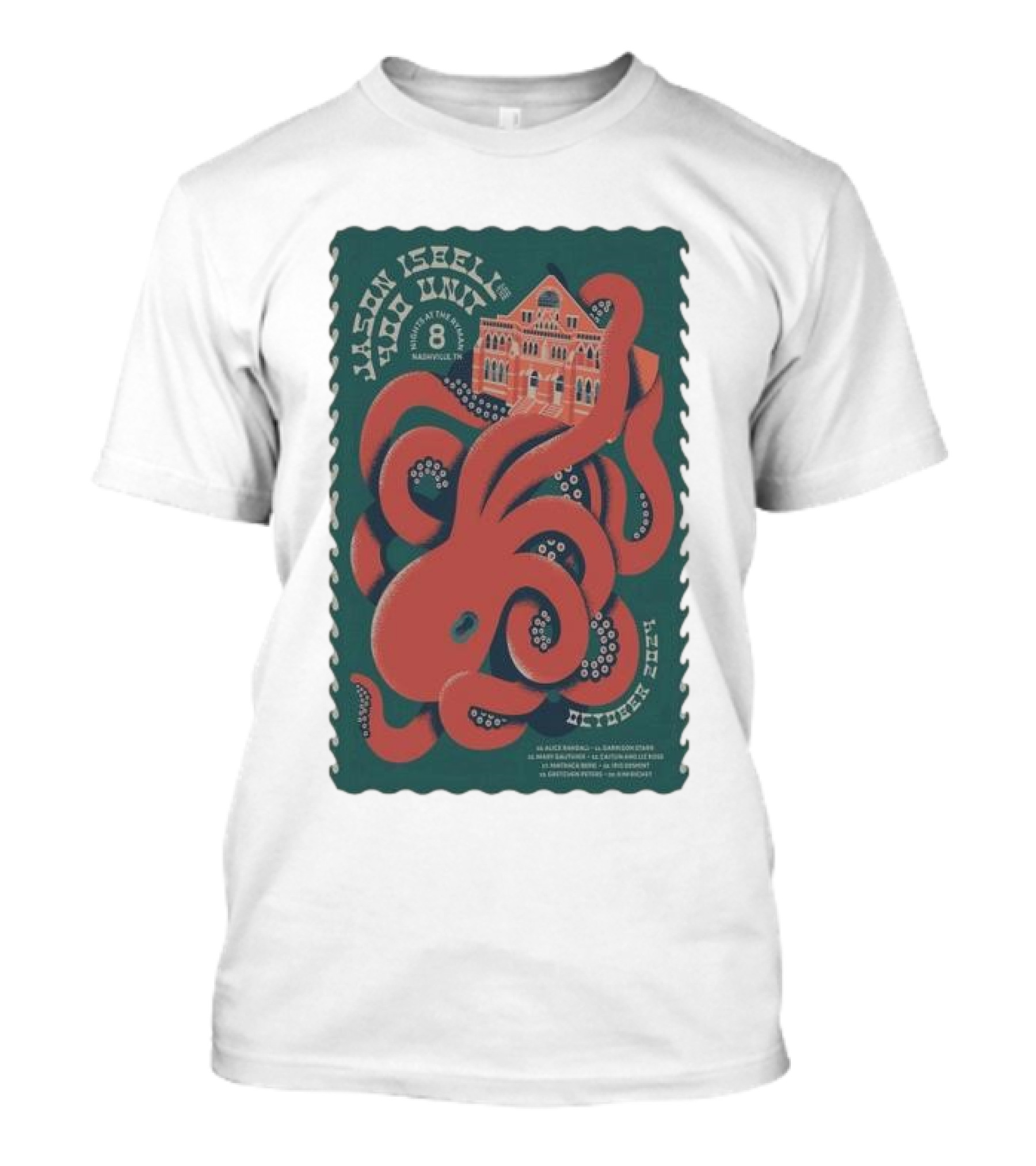 Jason Isbell And The 400 Unit Nashville Ryman Octopus Poster October 2024 Tour Dates T-Shirt