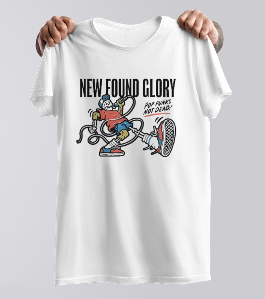 New Found Glory Pop Punks Not Dead Skeleton 2024 NFG Microphone Sneaker Kick T-Shirt