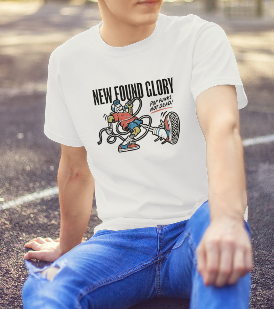 New Found Glory Pop Punks Not Dead Skeleton 2024 NFG Microphone Sneaker Kick T-Shirt