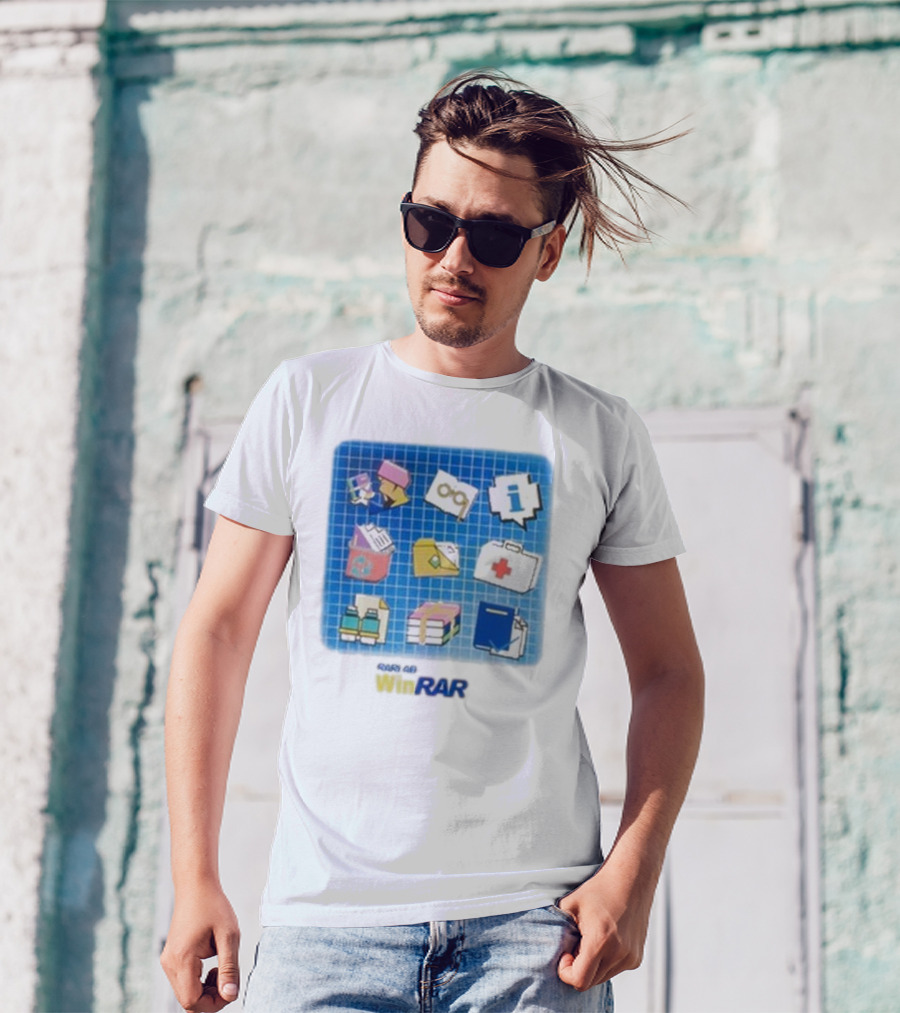 WinRAR Software Update Icon Grid With Colorful Symbols T-Shirt