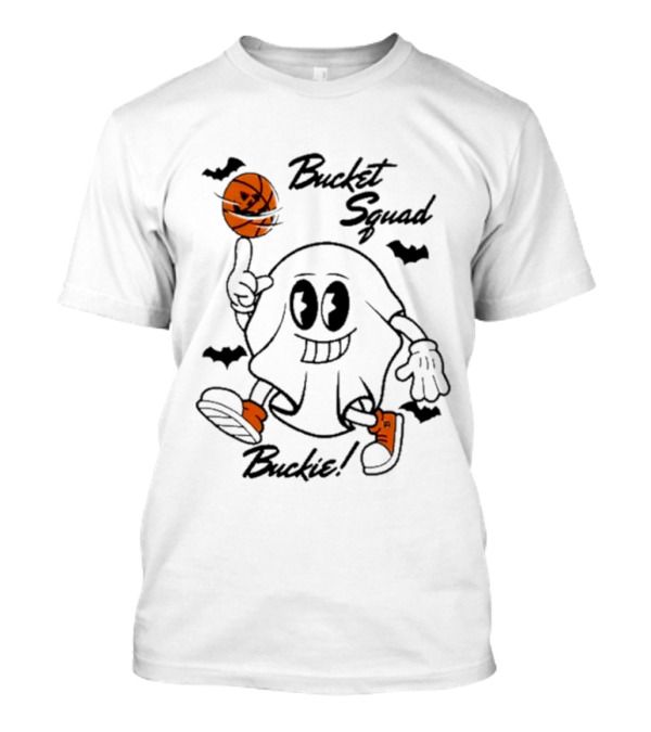 Bucket Squad Halloween Buckie Ghost Basketball With Bats T-Shirt