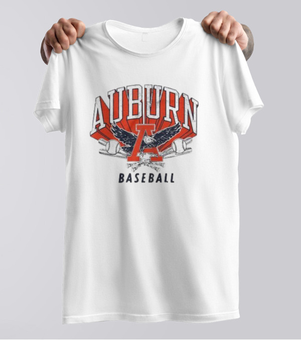 Auburn University Baseball Eagle Logo With Bats And Baseballs T-Shirt